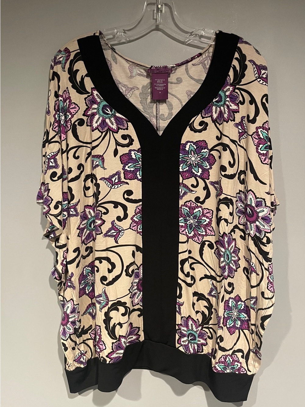 Women’s Floral Cap Dolman Sleeve Top Size 2X
